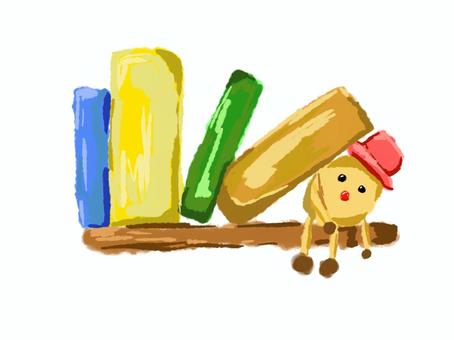 本棚 本,本棚,人形,デジタルアート,手描きのイラスト素材