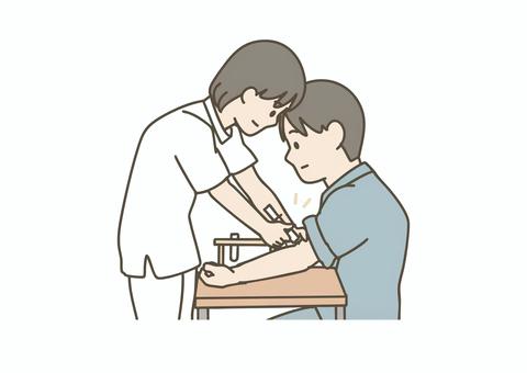 健康診断で採血を受ける男性 採血,健康診断,検査,男性,医療,病院,健診,血液,人間ドックのイラスト素材