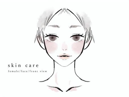 美容系で使いやすい女性の正面顔 美容系で使いやすい女性の正面顔 シンプル,ナチュラル,手描き風のイラスト素材