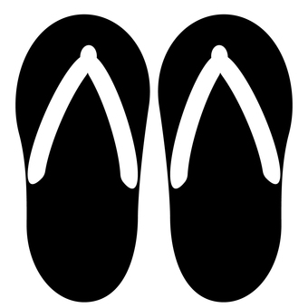 白黒のビーチサンダルのシンプルなイラスト