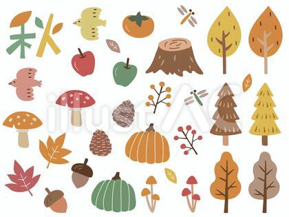 手書きのゆる可愛い秋の素材セット