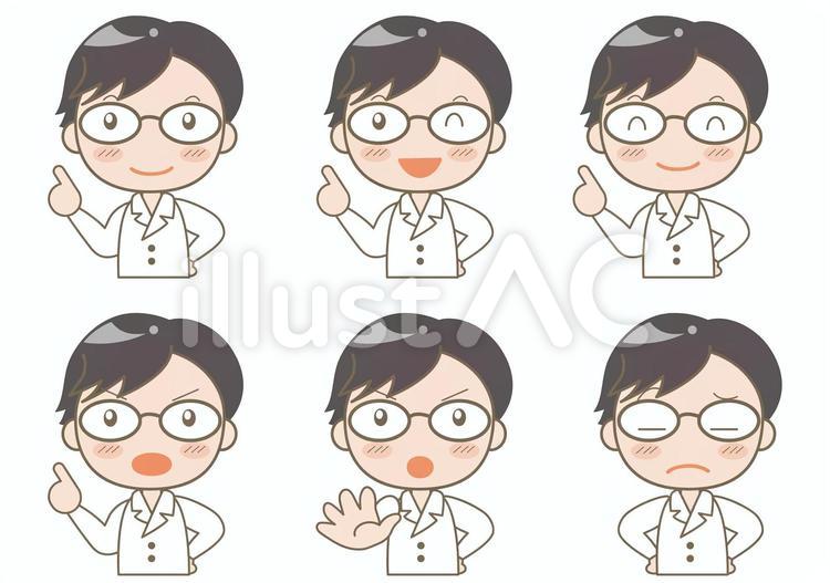 お医者さん・男性セット 医者,医師,医療のイラスト素材
