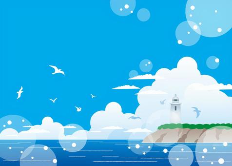 Summer image illustration, JPG, PNG and AI Summer image illustration, sea, lighthouse, blue sky, JPG, PNG and AI