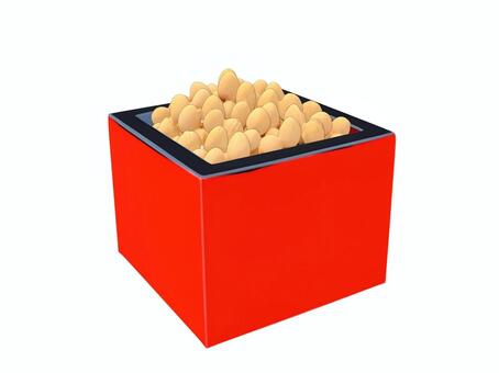 春の節分鬼は外の赤鬼と福は内の豆撒き福豆 節分,鬼,豆,マメ,豆撒き,まめまき,まめ,赤鬼,節分鬼,おにのイラスト素材