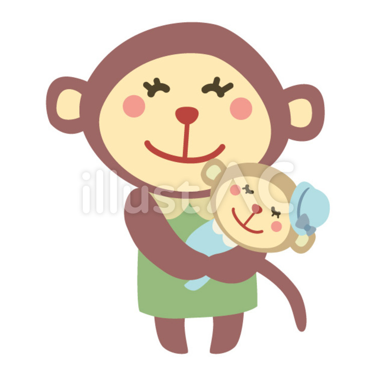 お母さんサル お母さん,サル,茶色のイラスト素材