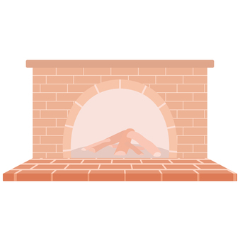 暖炉（線なし） 暖炉,線なし,薪,焚き火,シンプル,冬,レンガ,単品,季節,素材のイラスト素材