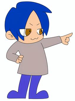 指差しポーズをする子供 指差しポーズ,子供,立ち絵,ミニキャラ,かわいい,カラーのイラスト素材