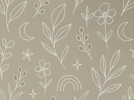 281.背景 背景,パターン,植物,ボタニカル,花,フラワー,リーフ,葉っぱ,線画,手描きのイラスト素材