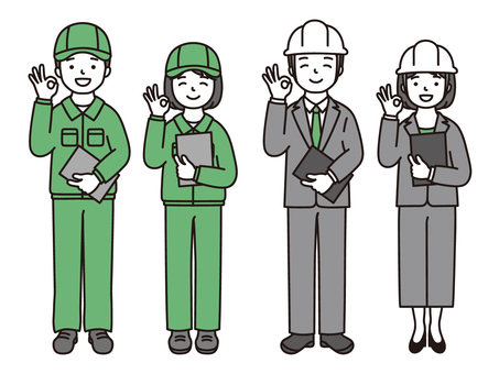 OK作業員 作業員,現場作業員,建築,建設,建設業,製造業,工業,電気工事,工場,現場のイラスト素材