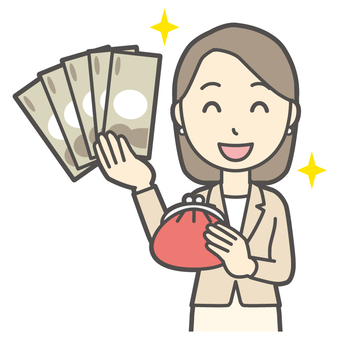 カジュアルスーツ女性-208-バスト 財布,会社員,女性,スーツ,ビジネス,仕事,ol,人,大人,ビジネスウーマンのイラスト素材