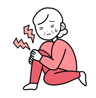 シンプル膝痛いおばちゃん（p） シンプル,人,女,おばちゃん,おばあちゃん,祖母,痛い,膝,痛み,痛むのイラスト素材