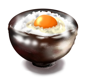 卵かけご飯（顔なし・ノーマル） ご飯,手書き,茶碗,大盛り,湯気,卵かけのイラスト素材