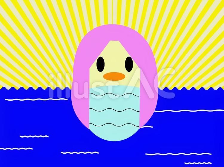 アマビエ アマビエ,海,妖怪のイラスト素材
