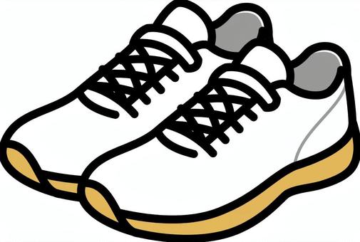 白の室内シューズです。 室内,運動,シューズ,シンプル,靴,スポーツ,トレーニング,体育館,インドア,フィットネスのイラスト素材