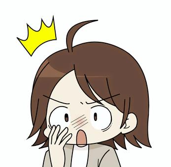 驚く女性 人物,女性,驚く,ビックリ,焦る,あんぐり,唖然,驚愕,茶髪,コニカルのイラスト素材