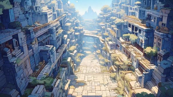 Aerial view of a game-style dungeon, dungeon, overlooking, path, JPG