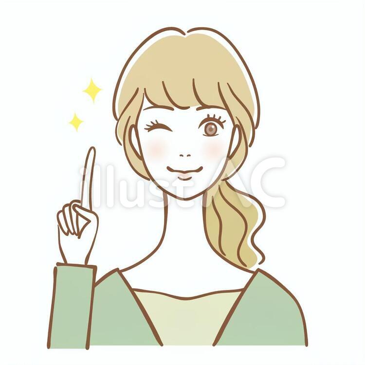 女性6　指差し　アドバイス 女性,指さし,イラストのイラスト素材