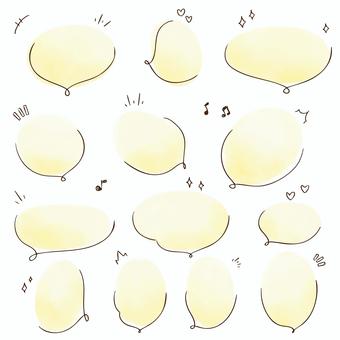 水彩のかわいいフキダシ 吹き出し,フキダシ,黄色,イエロー,グラフィック,水彩,フレーム,セット,バリエーション,イラストのイラスト素材
