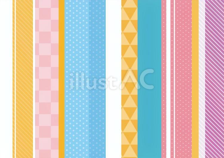 カラフルでポップな縞模様の背景素材 ドット,ライン,柄のイラスト素材