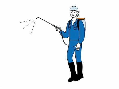 農薬を散布する農家の若い男性　農業男子 人物,農家,男性,若者,農業男子,農薬,散布,散布機,若手,全身のイラスト素材