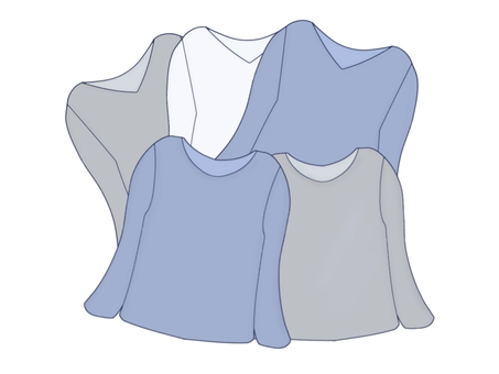 長袖インナーV・丸衿5枚セット 男性,肌着,下着,アンダーウェア,トップス,衣類,シンプル,清潔感,長袖,男性用インナーのイラスト素材