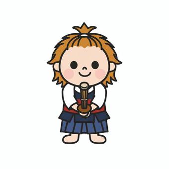 ワクワクしながら竹刀を握り構える子ども3 剣道,竹刀,袴,武道,道着,部活,クラブ活動,部活動紹介,スポーツ,教室のイラスト素材