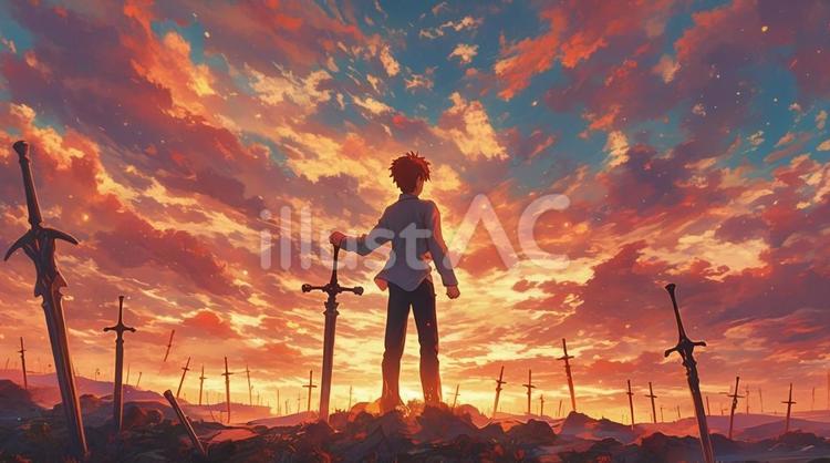 戦場の少年３ 戦場,戦い,剣のイラスト素材