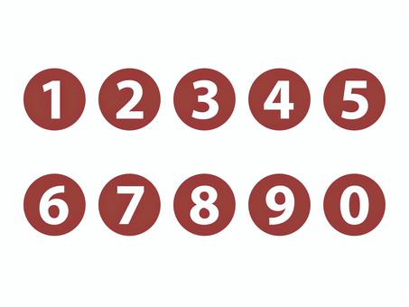数字（丸アイコン）01 数字,ナンバー,番号,赤,セット,円,丸,アイコン,シンプル,マークのイラスト素材