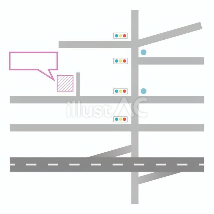 架空の地図イメージ（正方形） 地図,道路,信号のイラスト素材