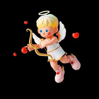 3 D レンダリング バレンタインデーの漫画のキャラクター キューピッド 06