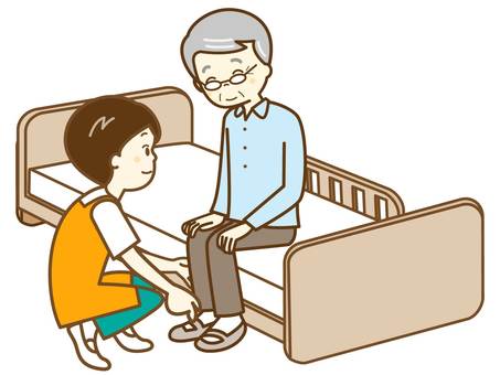 介助10 介助,介助員,ヘルパー,仕事,サポート,デイケア,入所施設,福祉,福祉施設,ベッドのイラスト素材