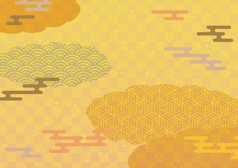 Glittering Japanese pattern background illustration 04, japanese style, cloud, kichiyoshi pattern, JPG and AI