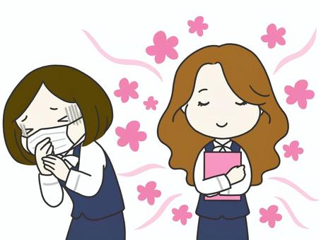 香害を出す人と被害を受ける人 香害,化学物質過敏症,香り,柔軟剤,香水,女性,スメルハラスメント,被害,つけすぎ,強すぎのイラスト素材