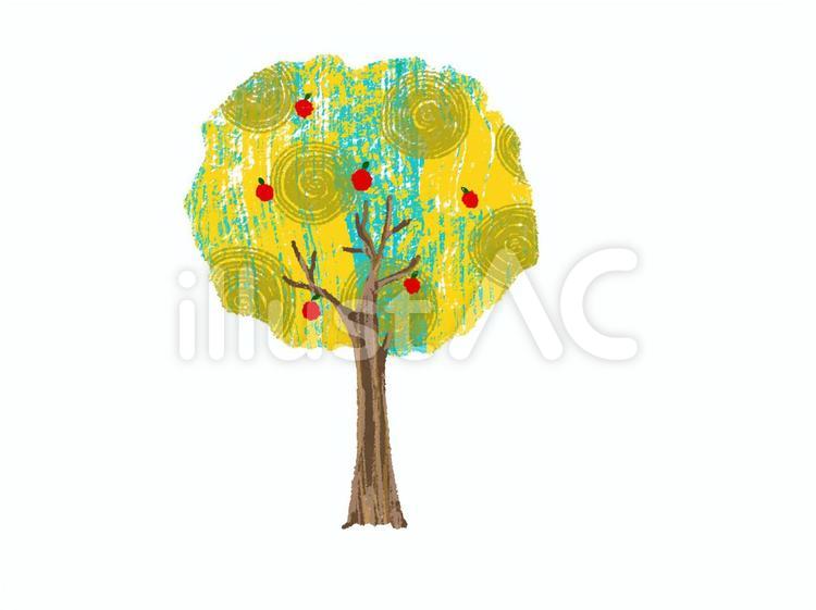 りんご　木のイラスト(単品) 木,植物,りんごのイラスト素材