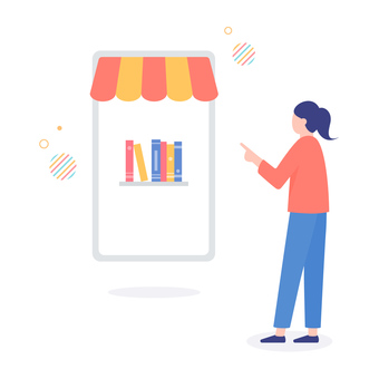 Image of buying an e-book _ woman, JPG, PNG and AI Image of buying an e-book _ woman, , JPG, PNG and AI