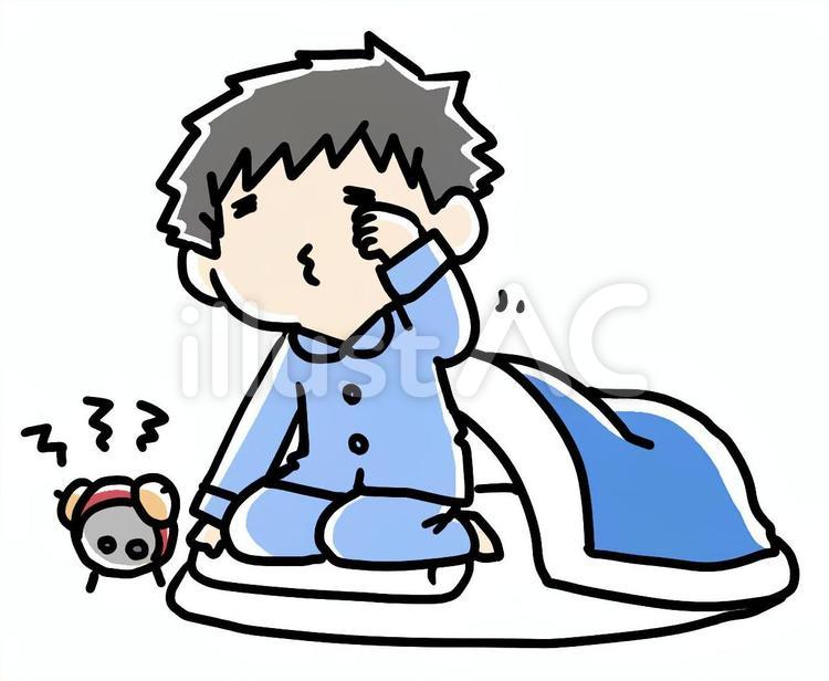 寝起きで目をこする男性 寝起き,目,こするのイラスト素材