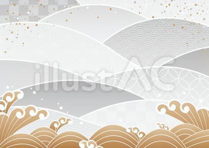 波の和風背景素材