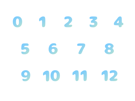 数字_時計_12ヶ月_濃い水色 数字,時計,1年,12ヶ月,月,順番,番号,順位,かわいい,きれいのイラスト素材