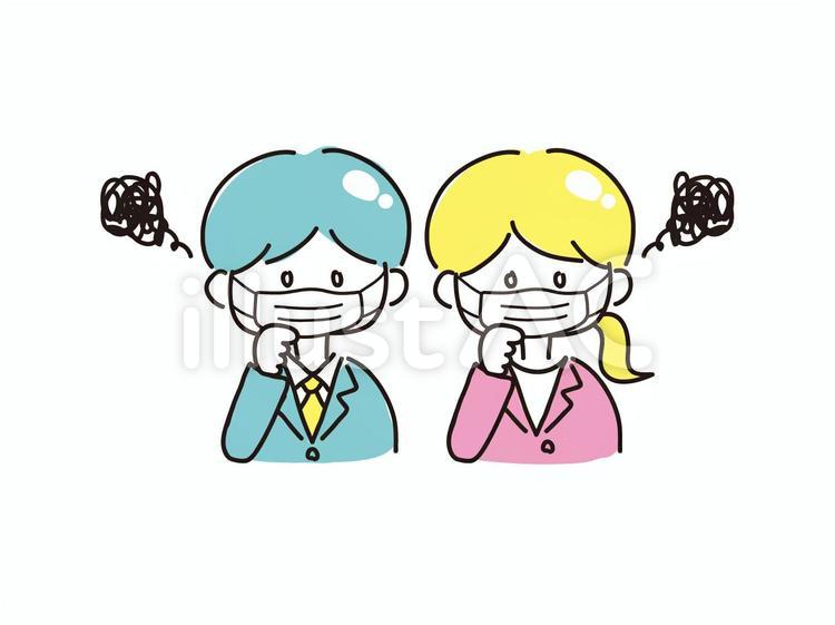 マスクをしたビジネスマン マスク,風邪,花粉症のイラスト素材