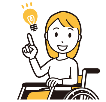  ロングヘア女性(黄)-311-バスト 車いす,女性,女の子,人物,かわいい,障害者,車椅子,座る,バストアップ,上半身のイラスト素材