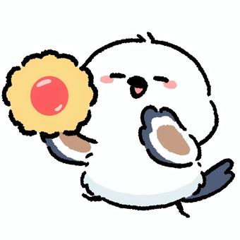シマエナガ_クッキーを運ぶ_03 シマエナガ,鳥,動物,手描き,ラフ,クッキー,おやつ,持つ,お菓子,ポップのイラスト素材