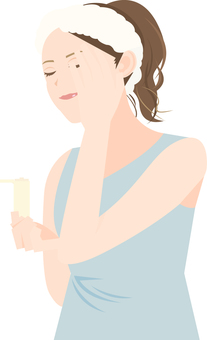 スキンケアする女性