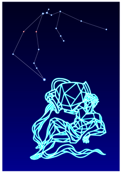 星座ラインアート　水瓶座 水瓶座,みずがめ,星座,神話,お洒落,芸術,全身,カラフル,ラインアート,素材のイラスト素材