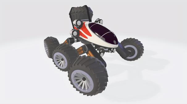 6ホイールオフロードラリーマシン① オフロード,タイヤ,悪路,コックピット,ライト,ev,走行,モーター,ホイール,予備タイヤのイラスト素材