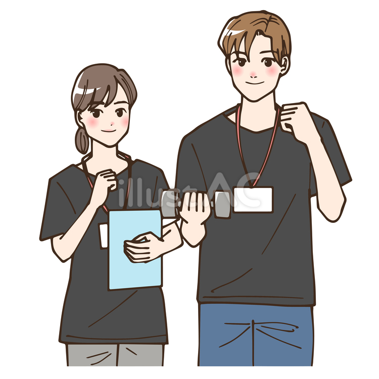トレーナーの男性と女性 トレーナー,職業,ジムのイラスト素材