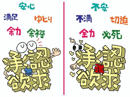 承認欲求 承認欲求,無,強,安心,不安,満足,不満,ゆとり,切迫,余力のイラスト素材