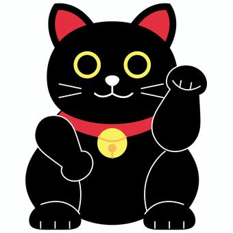 シンプルでかわいい黒い招き猫 招き猫,お正月,黒猫,猫,縁起物,和,和風,商売繁盛,開運,福のイラスト素材