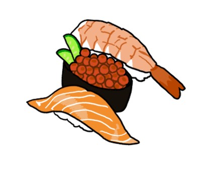 Illustration, sushi, jedzenie, krewetki, 