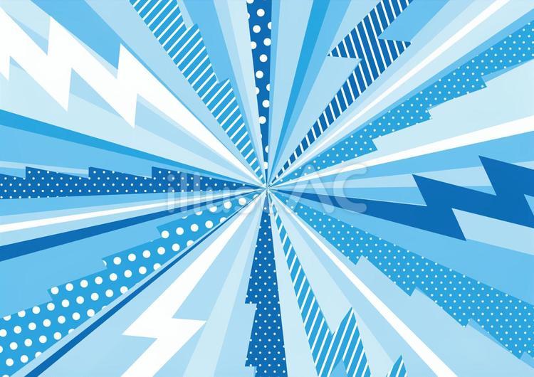 青色の可愛い稲妻の集中線 集中線,雷,稲妻のイラスト素材