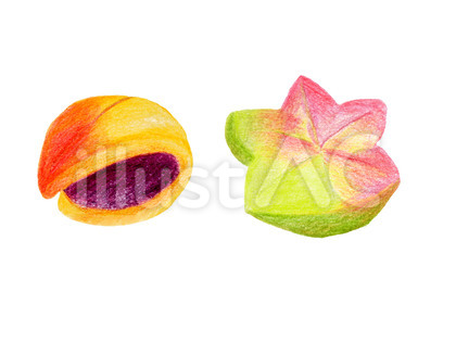秋の和菓子03(色鉛筆画)